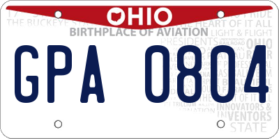 OH license plate GPA0804