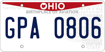 OH license plate GPA0806