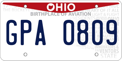 OH license plate GPA0809