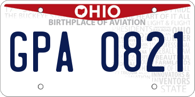 OH license plate GPA0821