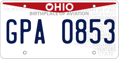 OH license plate GPA0853