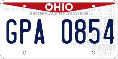 OH license plate GPA0854