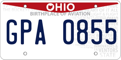 OH license plate GPA0855