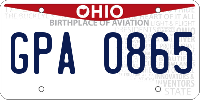 OH license plate GPA0865