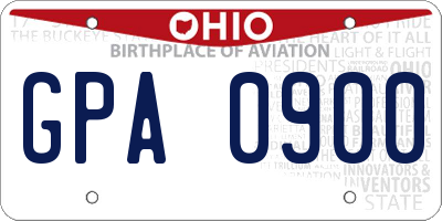 OH license plate GPA0900
