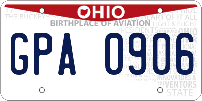 OH license plate GPA0906