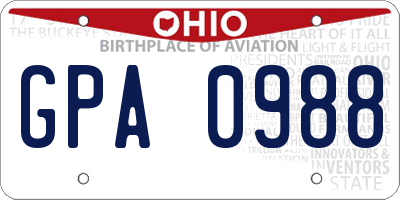 OH license plate GPA0988
