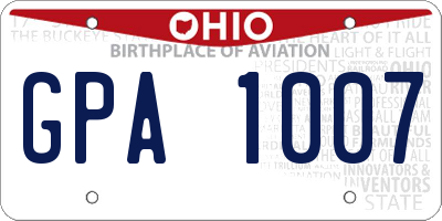 OH license plate GPA1007