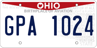 OH license plate GPA1024