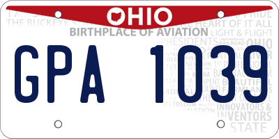 OH license plate GPA1039