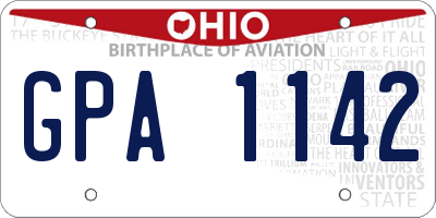 OH license plate GPA1142
