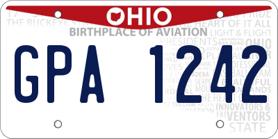 OH license plate GPA1242