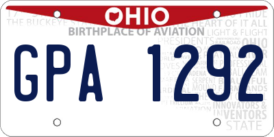 OH license plate GPA1292