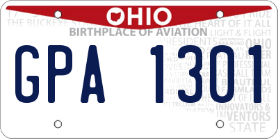 OH license plate GPA1301