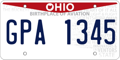 OH license plate GPA1345