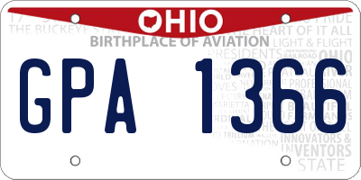 OH license plate GPA1366