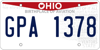 OH license plate GPA1378