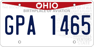 OH license plate GPA1465