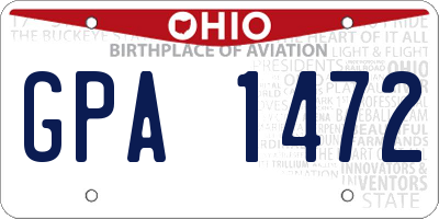 OH license plate GPA1472
