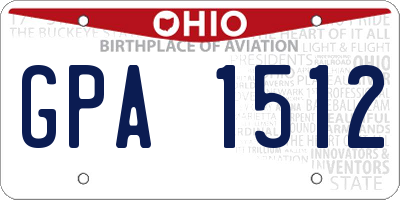 OH license plate GPA1512