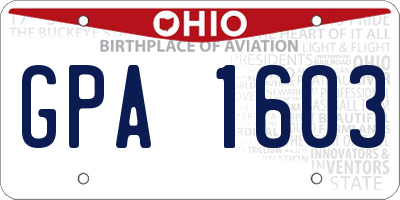 OH license plate GPA1603