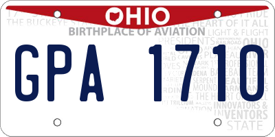 OH license plate GPA1710