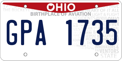 OH license plate GPA1735