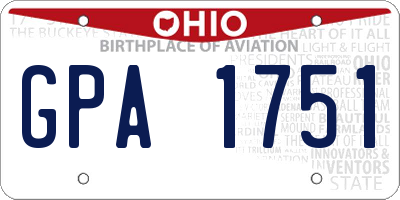 OH license plate GPA1751
