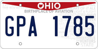 OH license plate GPA1785