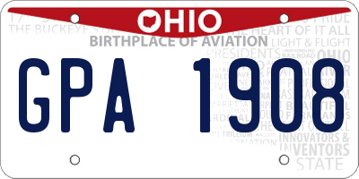 OH license plate GPA1908