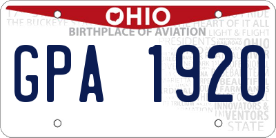 OH license plate GPA1920
