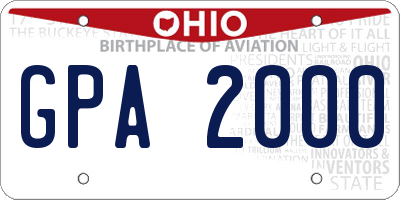 OH license plate GPA2000