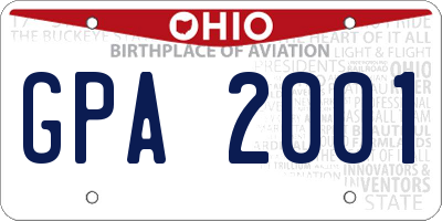 OH license plate GPA2001