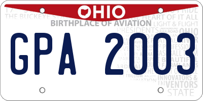 OH license plate GPA2003