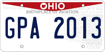 OH license plate GPA2013