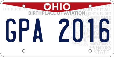 OH license plate GPA2016