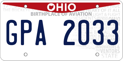 OH license plate GPA2033