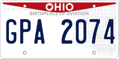 OH license plate GPA2074