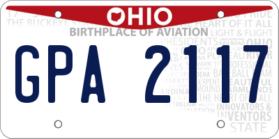 OH license plate GPA2117