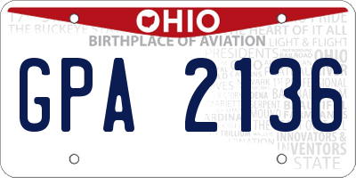 OH license plate GPA2136