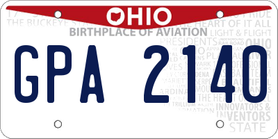 OH license plate GPA2140