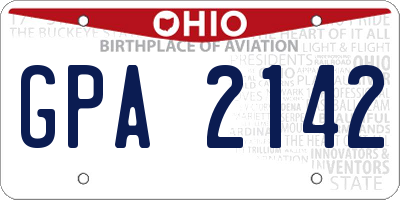 OH license plate GPA2142