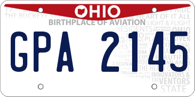 OH license plate GPA2145