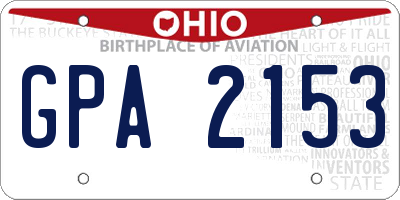 OH license plate GPA2153