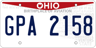 OH license plate GPA2158