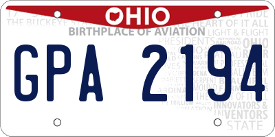 OH license plate GPA2194