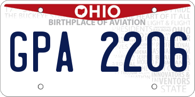 OH license plate GPA2206
