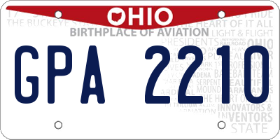 OH license plate GPA2210