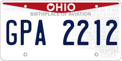 OH license plate GPA2212