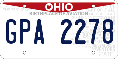 OH license plate GPA2278